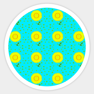 Aqua Daisy! Fun, bright design - yellow daisies with aqua blue. Sticker